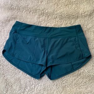 teal lululemon shorts